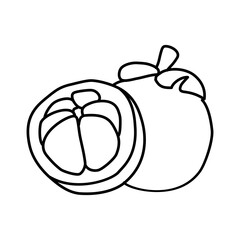 Mangosteen Fruit Icon. Vector Design Illustration Sign.