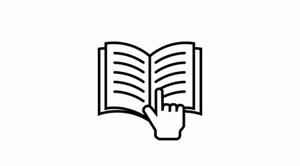 Vector Isolated Illustration of a Book and a hand. Book Reading Icon