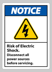 Notice Risk of electric shock Symbol Sign Isolate on White Background