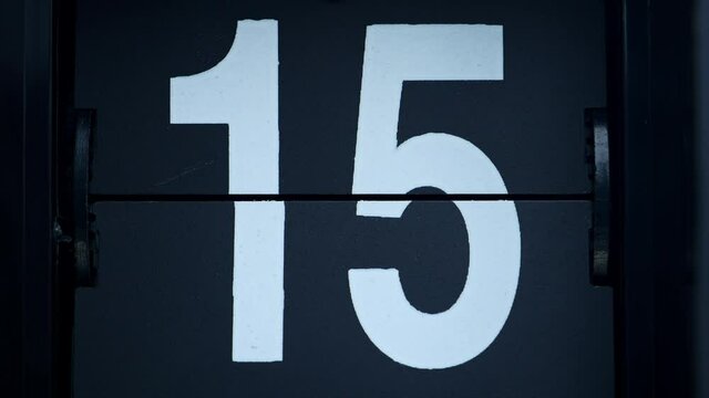 Close-up Time lapse Flip clock Show number 00 - 45, Time concept.