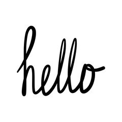 Inscription Hello letters. Lettering is hand-drawn. Doodle vector. Use for design, stickers, banner, poster.