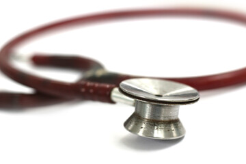 old stethoscope isolated on white background