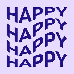 Happy wave text vector illustration abstract shape. Graphic vector element with warp effect for your design