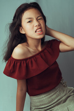 A Beautiful Portrait of a Youthful Gorgeous Serious Young Filipina Girl Mode doing Funny Faces l in the Philippines