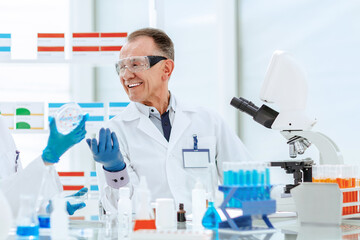 close up. scientists are conducting research on a new vaccine .