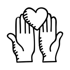 Obraz premium Mothers Day Hand Of Love Hand Drawn Icon. Vector Design Illustration Sign.