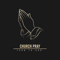 church pray logo design, hand illustration design