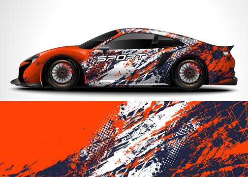 Abstract Background Racing Sport Car For Wrap Decal Sticker Design And Vehicle Livery