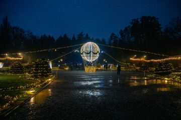 Varese,  Italy - January 5, 2021: view of Christmas lights in the Giardini Estensi in Varese town