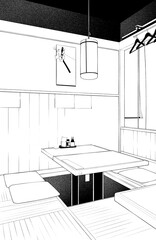漫画風ペン画イラスト　店舗_居酒屋
