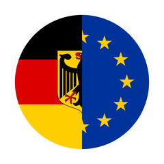 Obraz premium round icon with germany and europe flags 