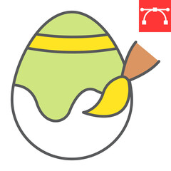 Painting easter egg line icon, Happy Easter and holiday, easter egg decoration vector icon, vector graphics, editable stroke filled outline sign, eps 10.
