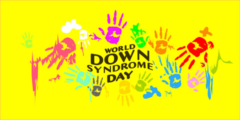 World down syndrome day with colorful abstract palm hand paint