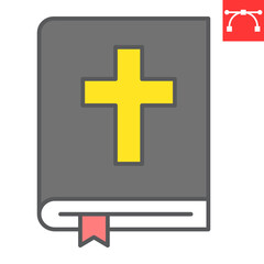 Holy bible color line icon, Happy Easter and god, bible book vector icon, vector graphics, editable stroke filled outline sign, eps 10.