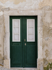 Fototapeta na wymiar Green Modern Door in Lisbon Portugal | Fine Art Travel Photography Print
