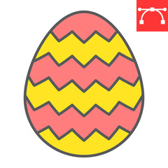 Easter egg color line icon, Happy Easter and holiday, egg vector icon, vector graphics, editable stroke filled outline sign, eps 10.