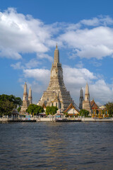 Wat Arun Temple or Wat Arun Ratchawararam Ratchawaramahawihan Along the Chao Phraya River is popular and famous place travel destination in Bangkok Thailand