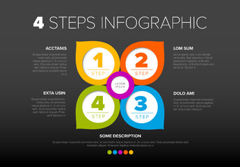 Four colorful circle pointers steps process infographic