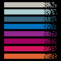 Set of modern color pixel web banners for headers on black