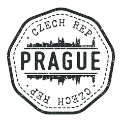 Prague, Czechia Stamp Skyline Postmark. Silhouette Postal Passport. City Round Vector Icon. Vintage Postage Design.