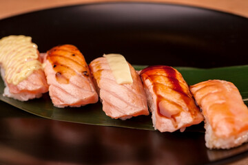 Japanese cuisine gourmet salmon sushi