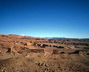 Arid desert and the Atlas Mountains, Morocco