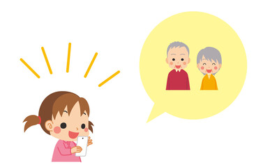 可愛い新一年生の女の子と入学を祝う家族 三世代ファミリー 桜フレーム Wall Mural ぽこたぽこ