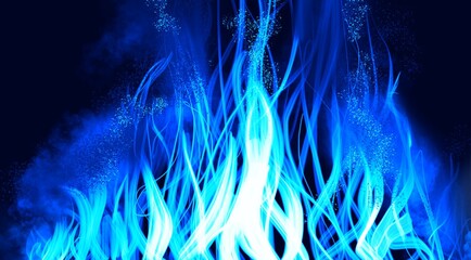 Beautiful blue fire on black background