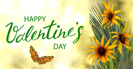 Valentine's Day. Romantic banner. Decoration of beautiful flowers