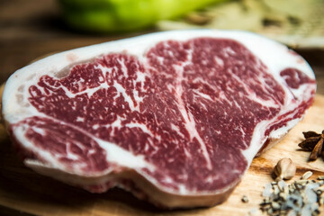 Top-quality beef on the cutting board