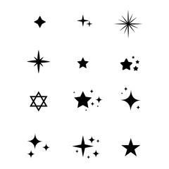 set of silhouettes of stars