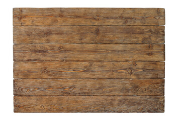 Old rustic wooden board isolated on white background. Close-up. Natural wooden texture