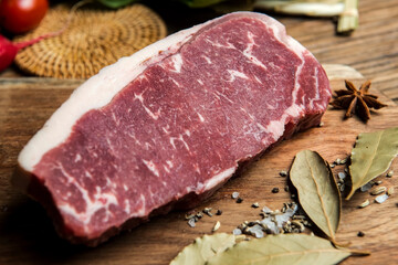 Top-quality beef on the cutting board