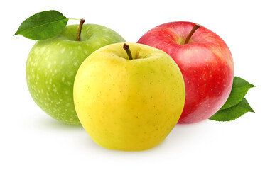 three Apple isolated on white background.