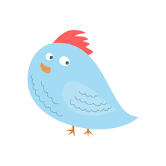 A cute hand-drawn bird stands isolated on a white background. Vector illustration for creating designs for Valentine's Day, wedding cards, children's holidays.