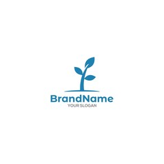 Blue Plant Grow Logo Design Vector