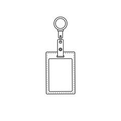 Badge with retractor isolated on white background. Outline illustration.