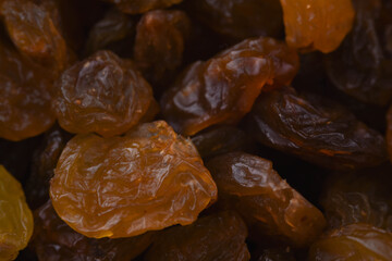 raisins close up in macro background