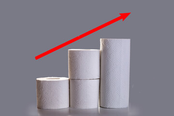 increase in the price of toilet paper. Graph on a gray background. Crisis Deficit Concept