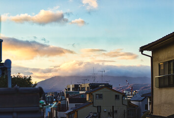 Golden Hour Sunset Mountain View Kyoto Town Fushimi Inari-Taisha 