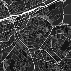 Perpignan, France dark vector art map