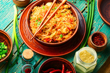 Funchoza dish of Asian cuisine