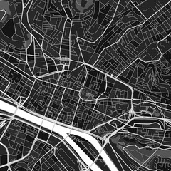 Rouen, France dark vector art map