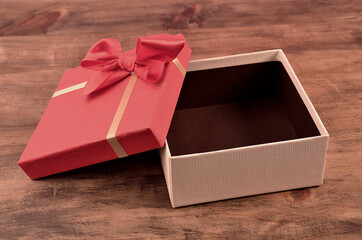 gift box on the wooden table