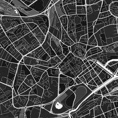 Caen, France dark vector art map