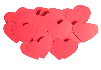 red paper hearts grouped in cloud