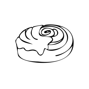 recommend clip art: Roll Cinnabon cinnamon and sugar, homemade sweet traditional dessert buns with white cream sauce