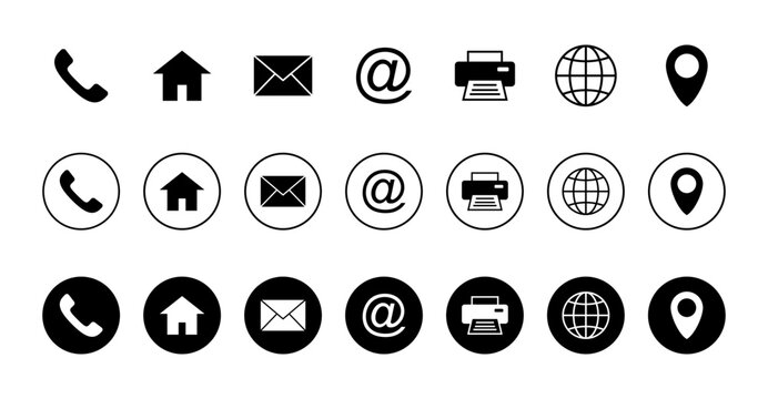 Web icon set. Business card contact information icon. Contact us icon set