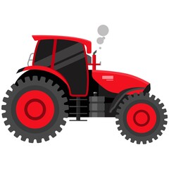 Tractor farm machine icon, flat vector isolated illustration. Heavy agricultural machinery.