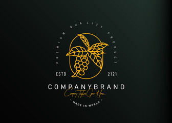 Coffee tree logo design. Vector illustration of luxury botanic coffee tree. Vintage logo design vector line icon template